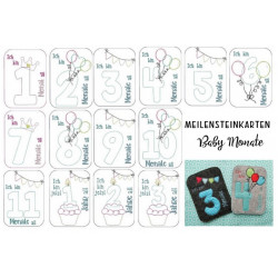 Stickserie ITH - Meilensteinkarten Monate